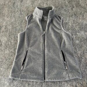 LL Bean Womens Small Regular Gray full zip fleece vest